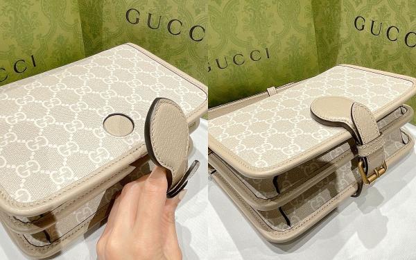 Gucci爆红邮差包出新色！『奶油色老花包』可以放皮夹手机尺寸超完美！甜甜入门价收！