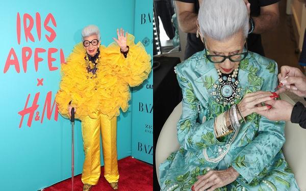 最时尚奶奶IrisApfel X H&M 百岁联名系列「耳环、澎澎外套、居家鞋」超值得收藏！