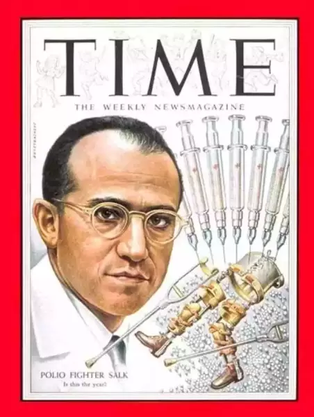 1954年，美国《时代》周刊封面上的乔纳斯·索尔克（图片来源：《时代》周刊）