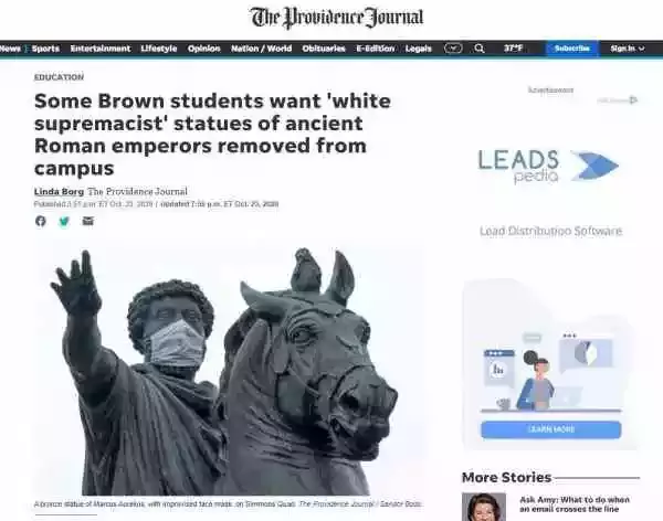 布朗大学的学生要拉倒罗马皇帝马可·奥勒留之雕像
