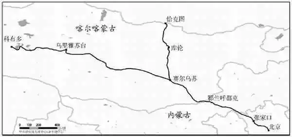 喀尔喀蒙古台站路线图