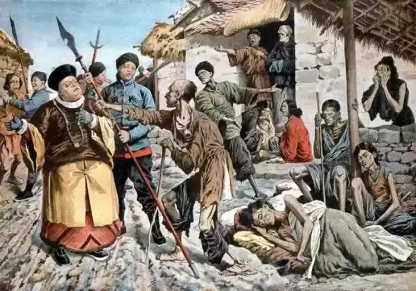1907年3月，巴黎出版的法国画报Le Petit Journal，描绘霍乱期间清朝的饥民奄奄一息