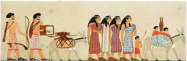 古埃及壁画上，喜克索斯人穿着色彩鲜艳的衣服
