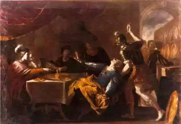 押沙龙借宴请众兄弟之机，让仆人杀了喝醉的安信。