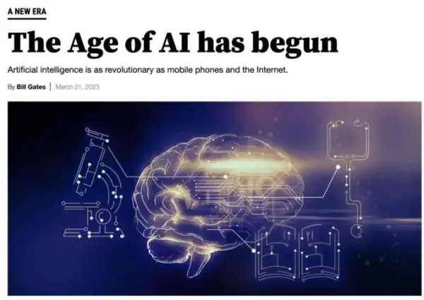 比尔·盖茨发布最新文章：人工智能时代已来临